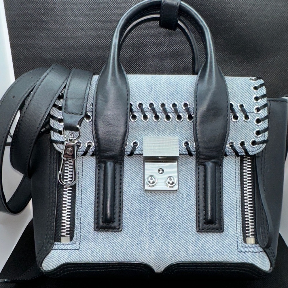 3.1 Phillip Lim Denim and Black Leather Pashli Mini Satchel - Picture 2 of 11